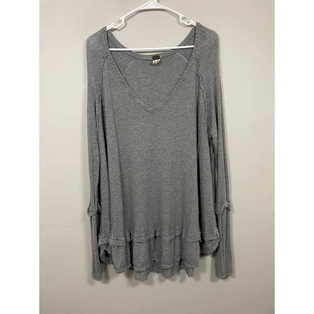 Free People We The Free Laguna Thermal Top in Gray Size Medium